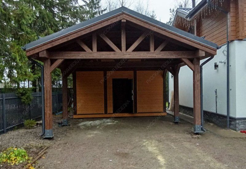 Навес для машин с хозблоком ЭДЕМ