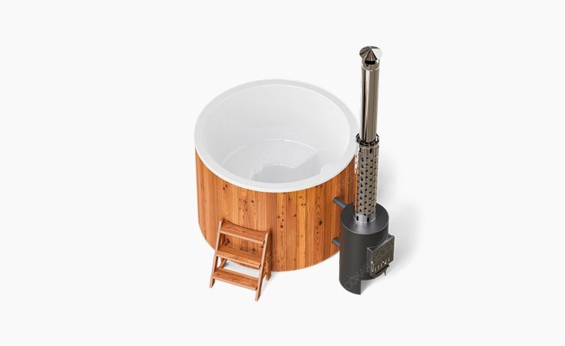 Композитная купель с отделкой из термодерева COMFORT 160 HOT, сосна