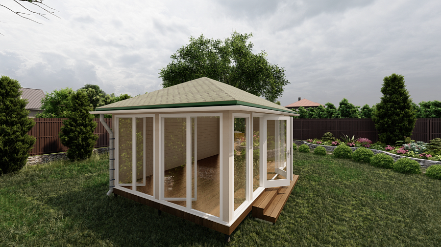 Застекленная беседка Аннэт 4х6 Лайт